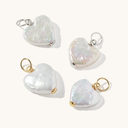 Pearl Heart Paperclip Necklace Gold